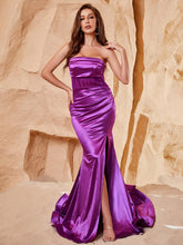 Elegante Röhren-Satin-Korsett-Abschlussballkleider mit Schlitz